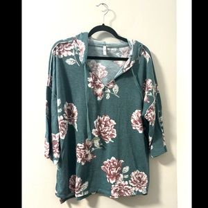 Xhilaration Green Floral Top